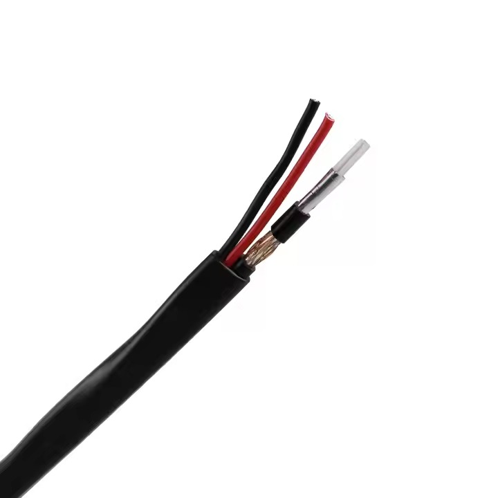 RG174 + 2c 0.37 OFC 2.3SPE Al Foil CCA BRAID PVC jacket with 2X0.75 mm2 CCA power wire Round PE jacket outdoor